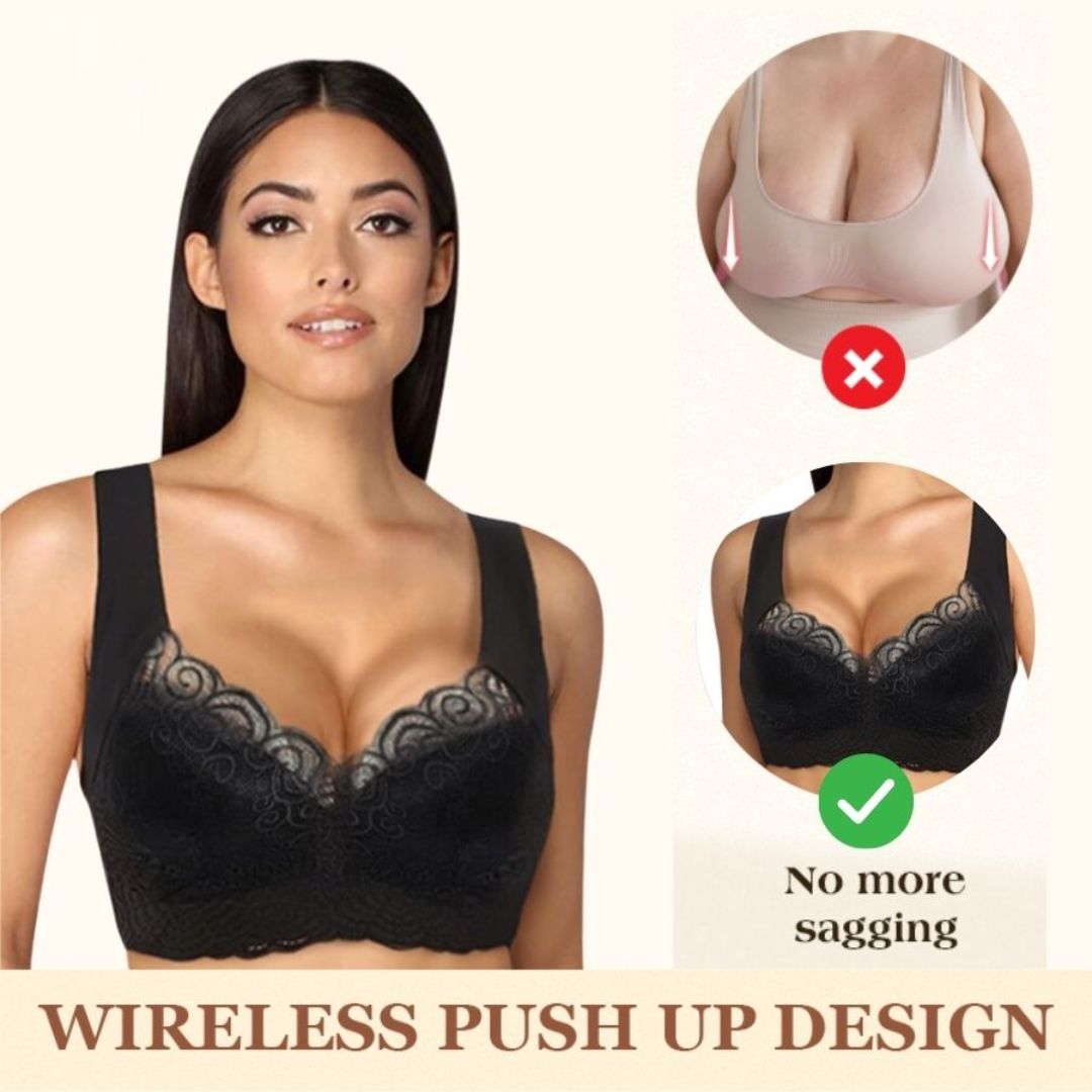 Lismali Seamless Bra Wireless Push Up Lace Bra Large Size For Women