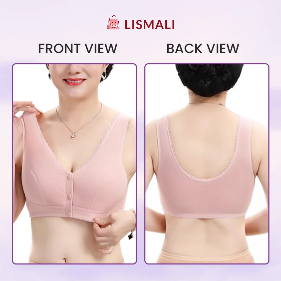 Lismali Pure Cotton Front Buckle Bra Large Size For Women