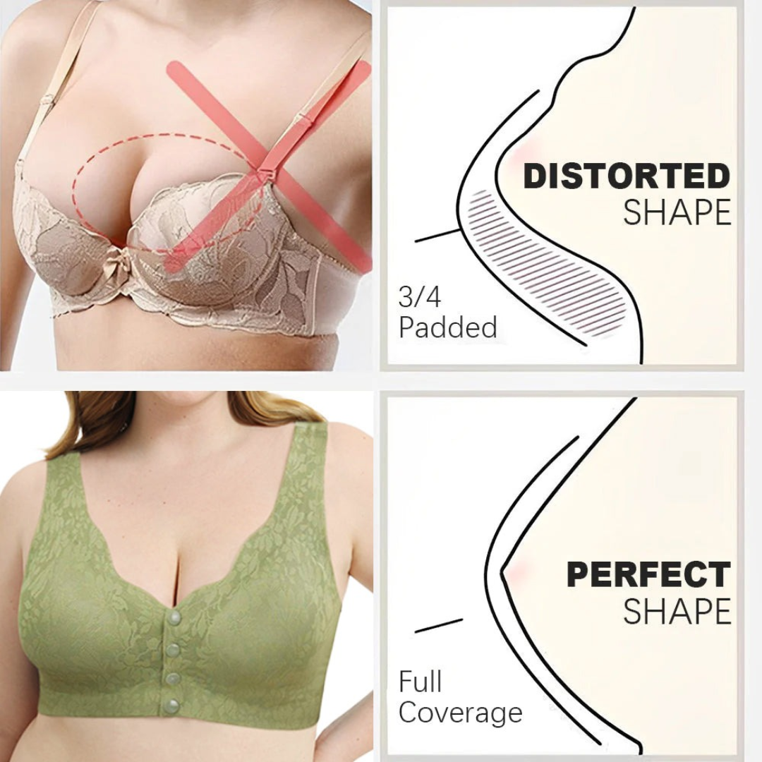 Women Lace Front Button Shaping Cup Shoulder Strap Large Size Underwire Bra  Size A Bras for Women Size E Bras for Women 
