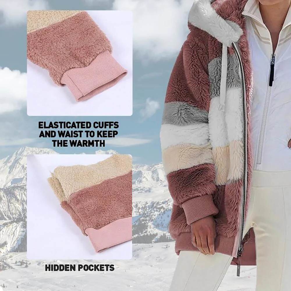 Contrasting Lamb Wool Padded Fleece Jacket