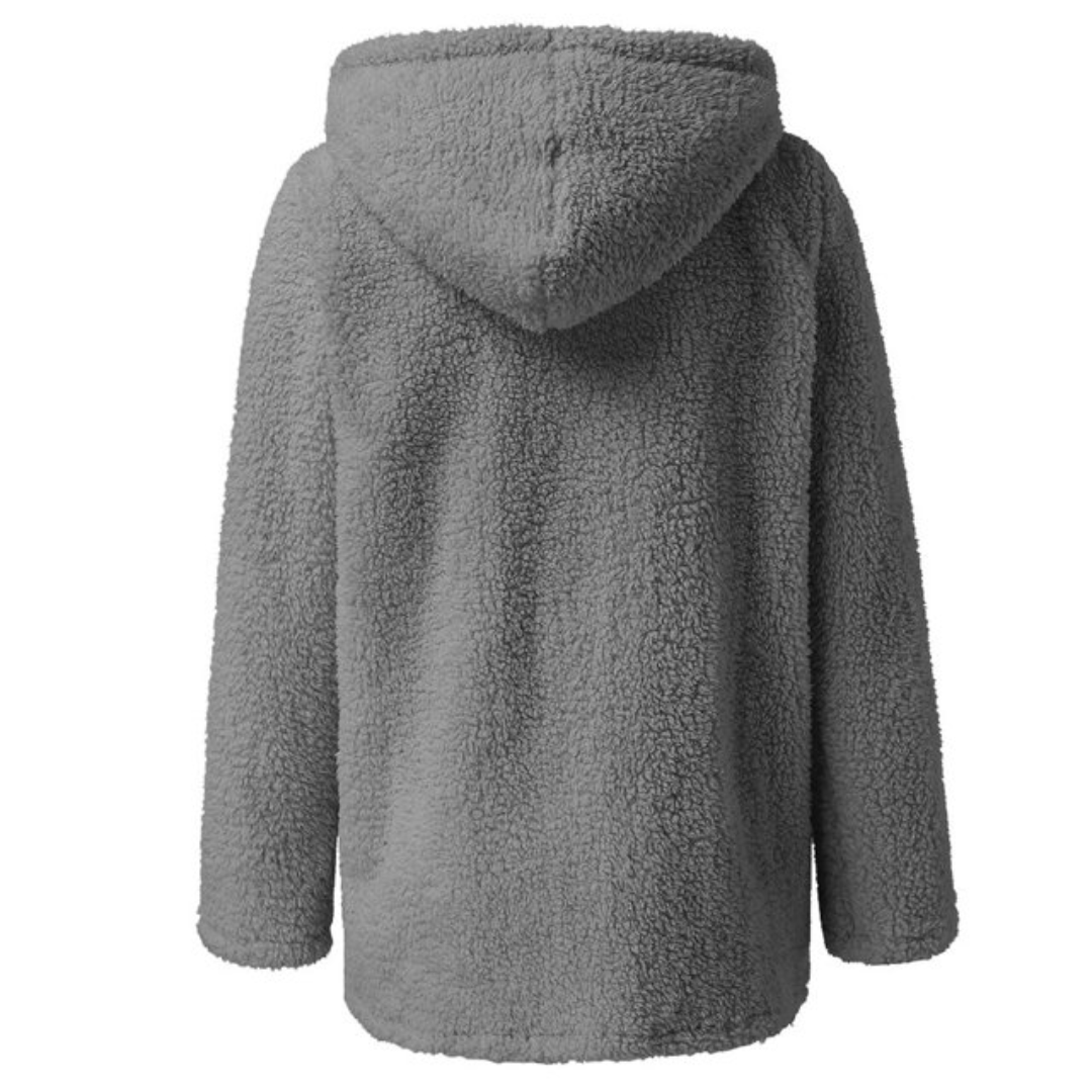 Comfy and Soft Fuzzy Sherpa Fleece Jacket Hoodies Zip Up Casual Long Sleeve Warm Sweatshirt With Pockets Large Size For Women