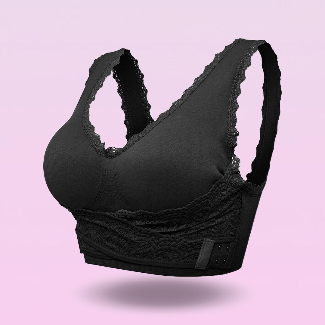 Comfy Push Up Wireless Corset Bras Front Cross Side Closure Lace Bras ...