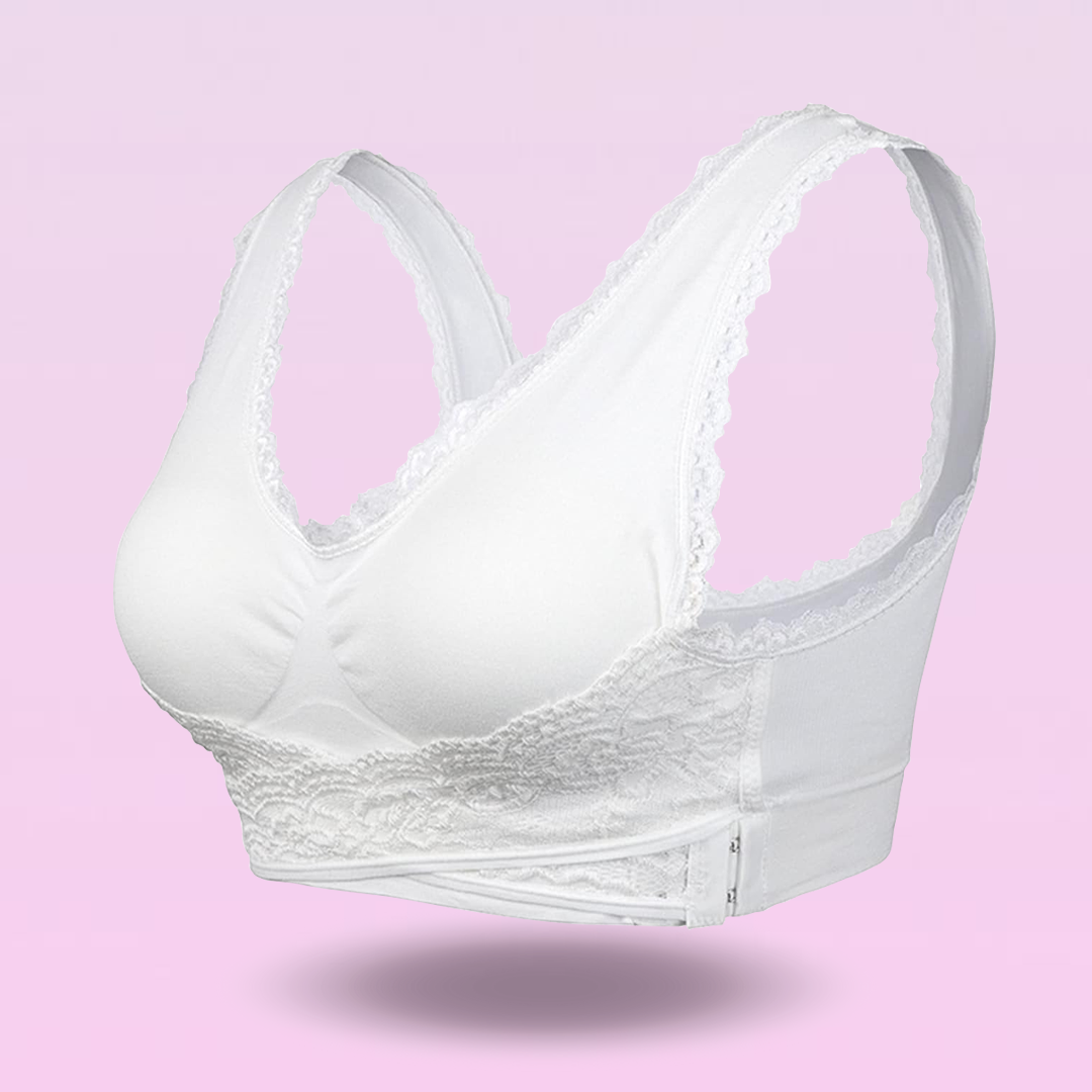 Kendally Bras, Comfy Corset Bra Front Cross Side Buckle Lace Bras, Tlopa  Tourmaline Shaping Wireless Silky Bra (Large,White) : : Clothing,  Shoes & Accessories