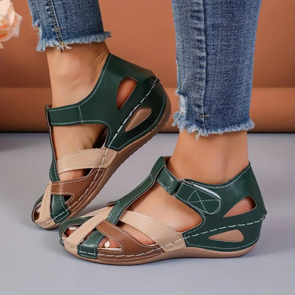 Airfleek Color Block Arch Support Closed Toe Wide Width Sandals