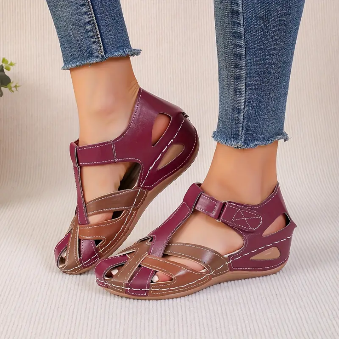 Airfleek Color Block Arch Support Closed Toe Wide Width Sandals