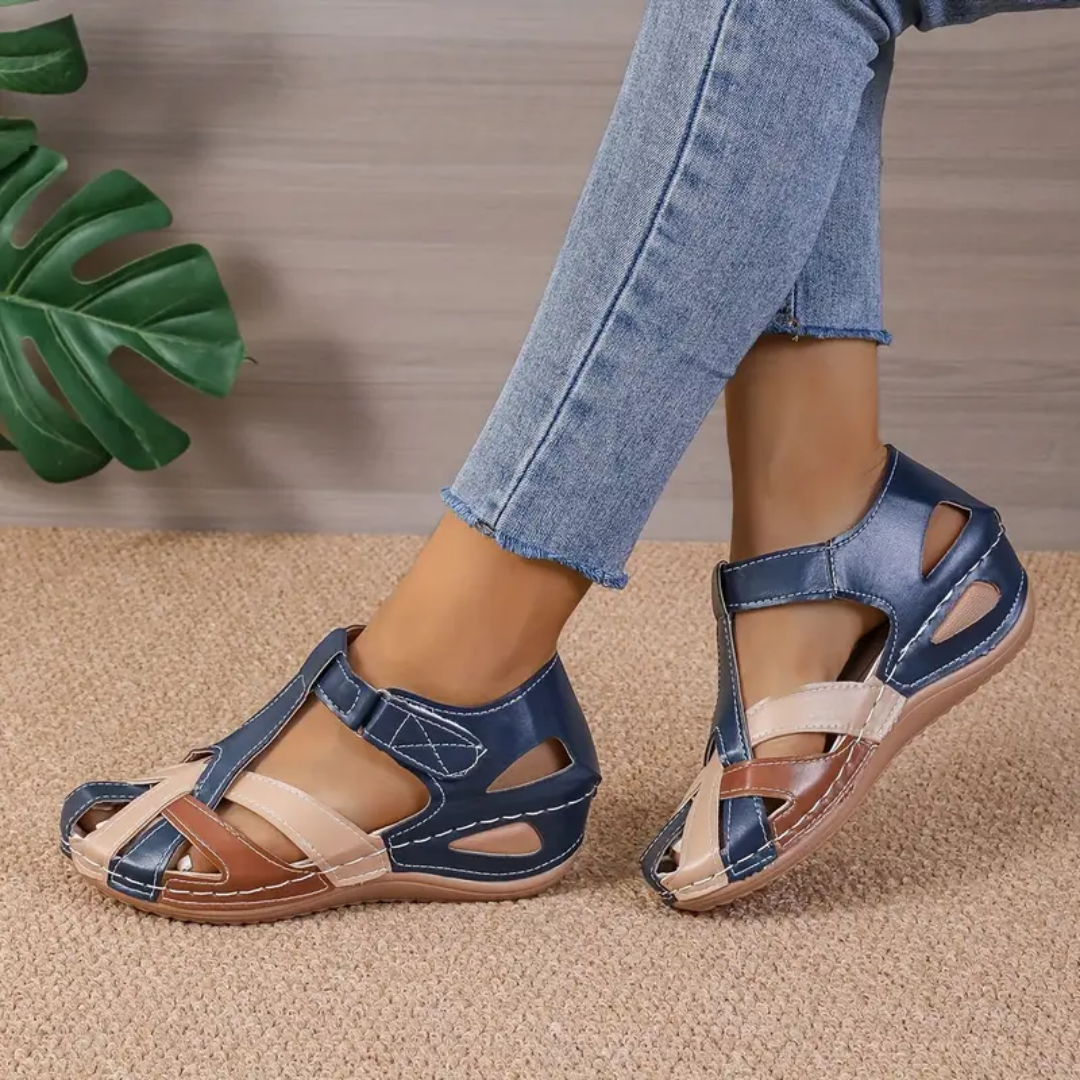 Airfleek Color Block Arch Support Closed Toe Wide Width Sandals