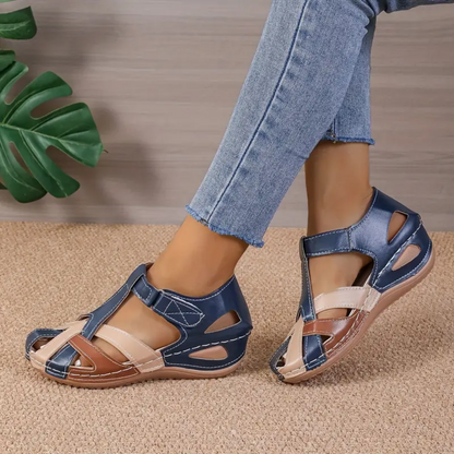 Airfleek Color Block Arch Support Closed Toe Wide Width Sandals