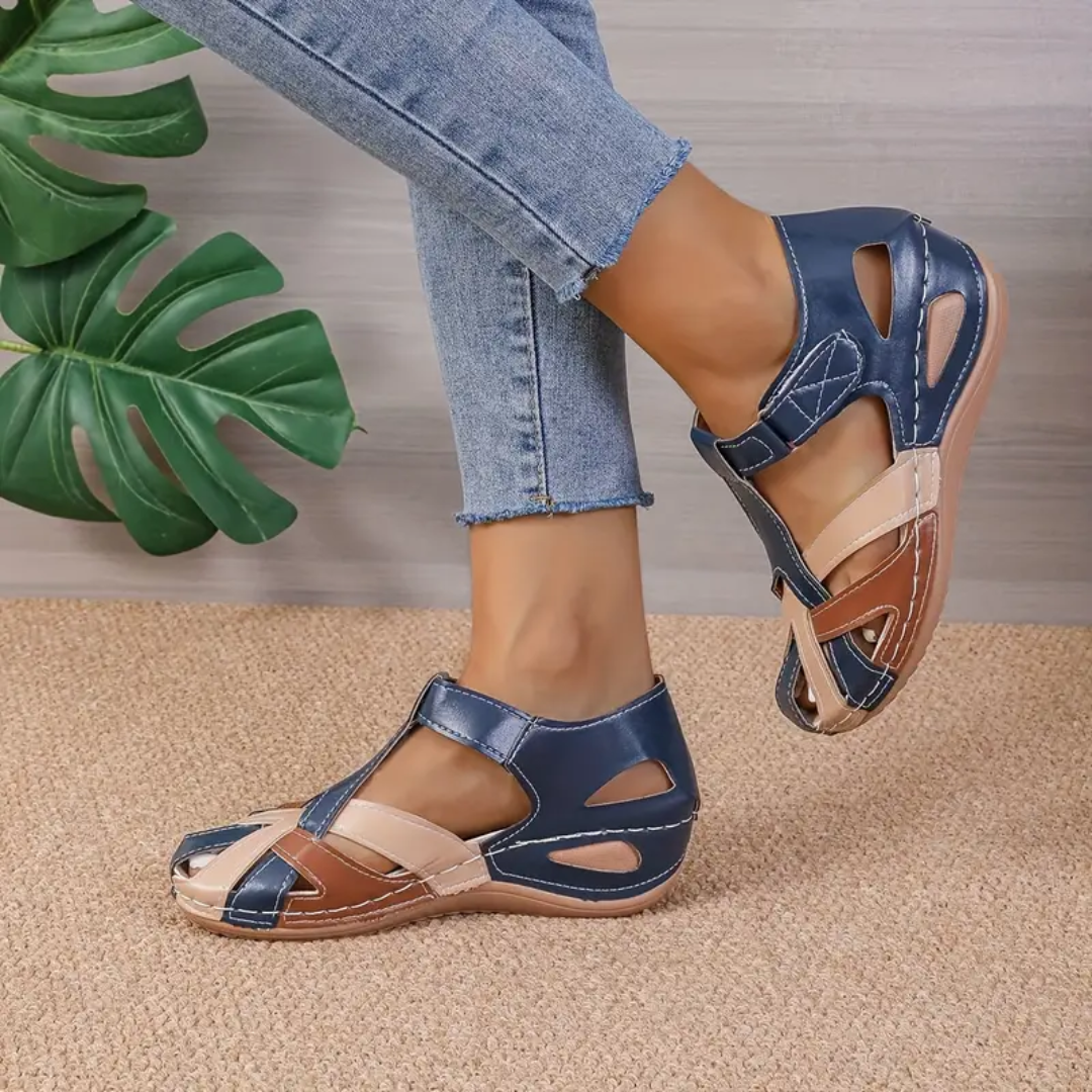 Airfleek Color Block Arch Support Closed Toe Wide Width Sandals