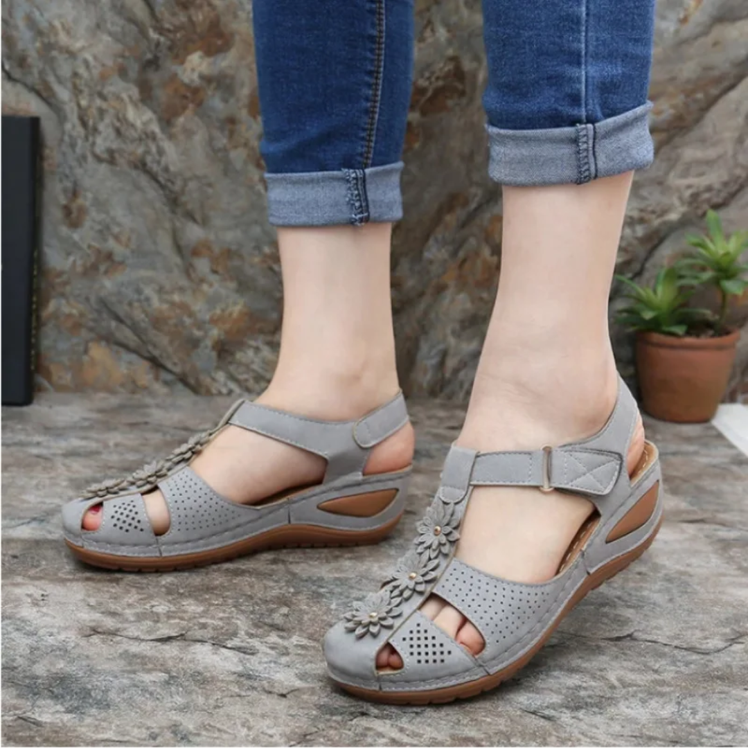 Airfleek Soft Sole Arch Support Closed Toe Wedge Sandals