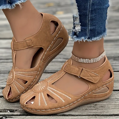 Airfleek Summer Floral Closed Toe Sandals For People With Bunions