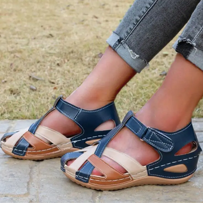 Airfleek Multicolor Wide Toe Box Closed Toe Wedge Sandals