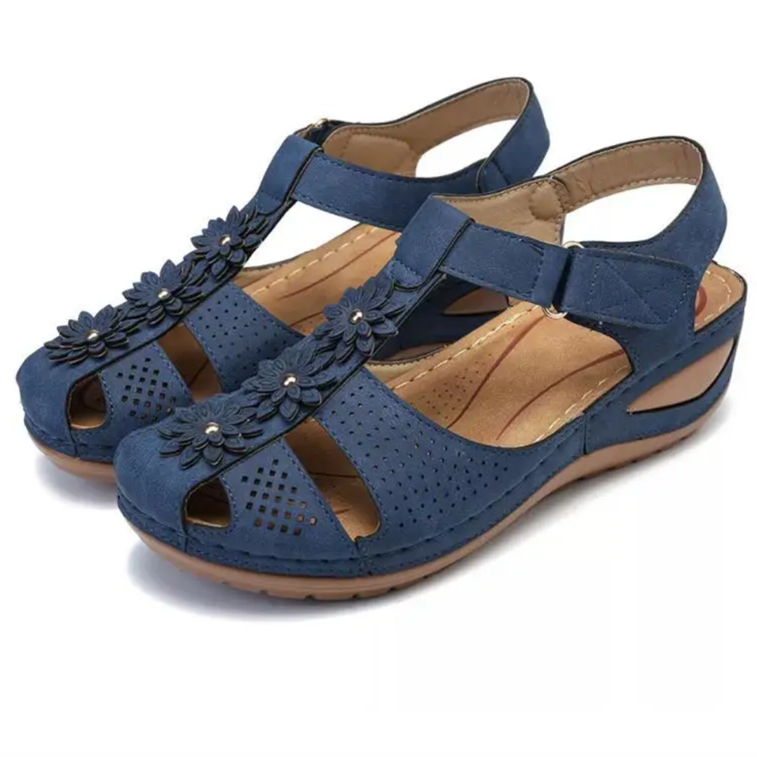 Airfleek Soft Sole Arch Support Closed Toe Wedge Sandals