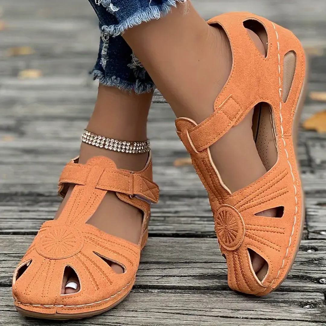 Airfleek Summer Floral Closed Toe Sandals For People With Bunions