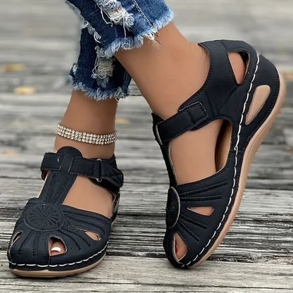 Airfleek Summer Floral Closed Toe Sandals For People With Bunions