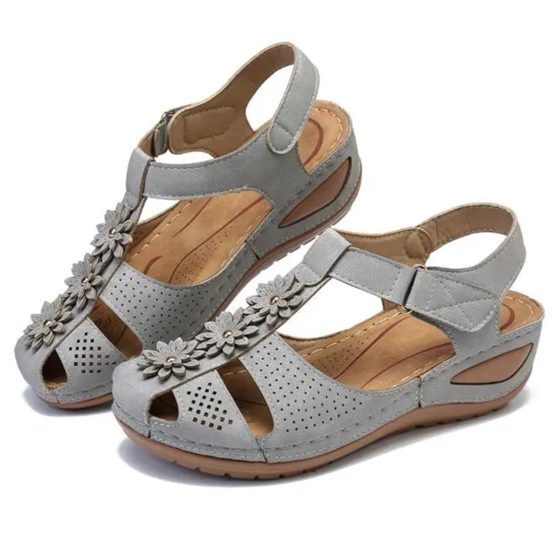 Airfleek Soft Sole Arch Support Closed Toe Wedge Sandals