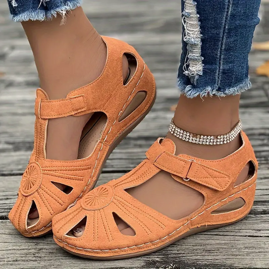 Airfleek Summer Floral Closed Toe Sandals For People With Bunions