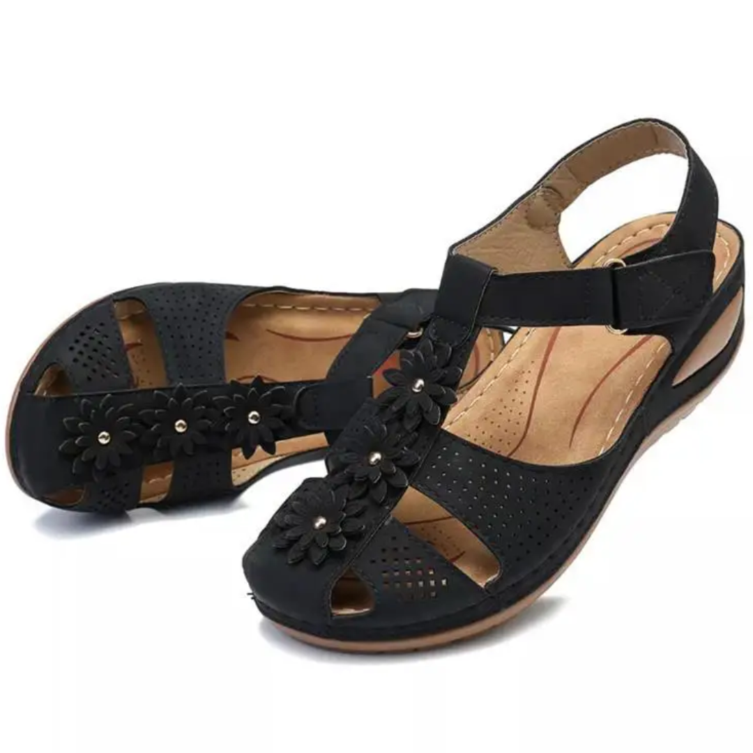 Airfleek Soft Sole Arch Support Closed Toe Wedge Sandals