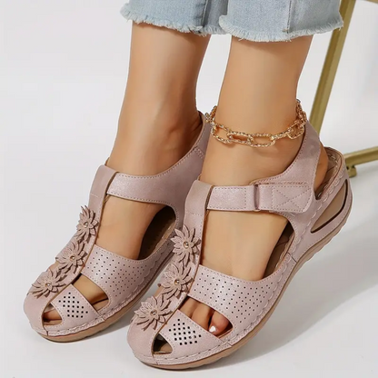 Airfleek Soft Sole Arch Support Closed Toe Wedge Sandals