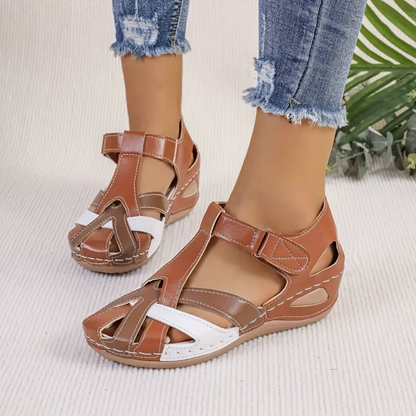 Airfleek Multicolor Wide Toe Box Closed Toe Wedge Sandals