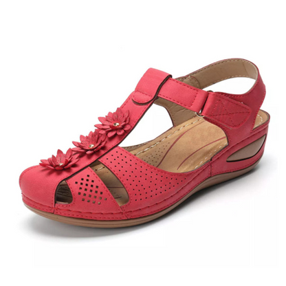 Airfleek Soft Sole Arch Support Closed Toe Wedge Sandals