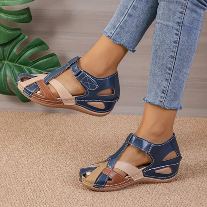 Airfleek Color Block Arch Support Closed Toe Wide Width Sandals