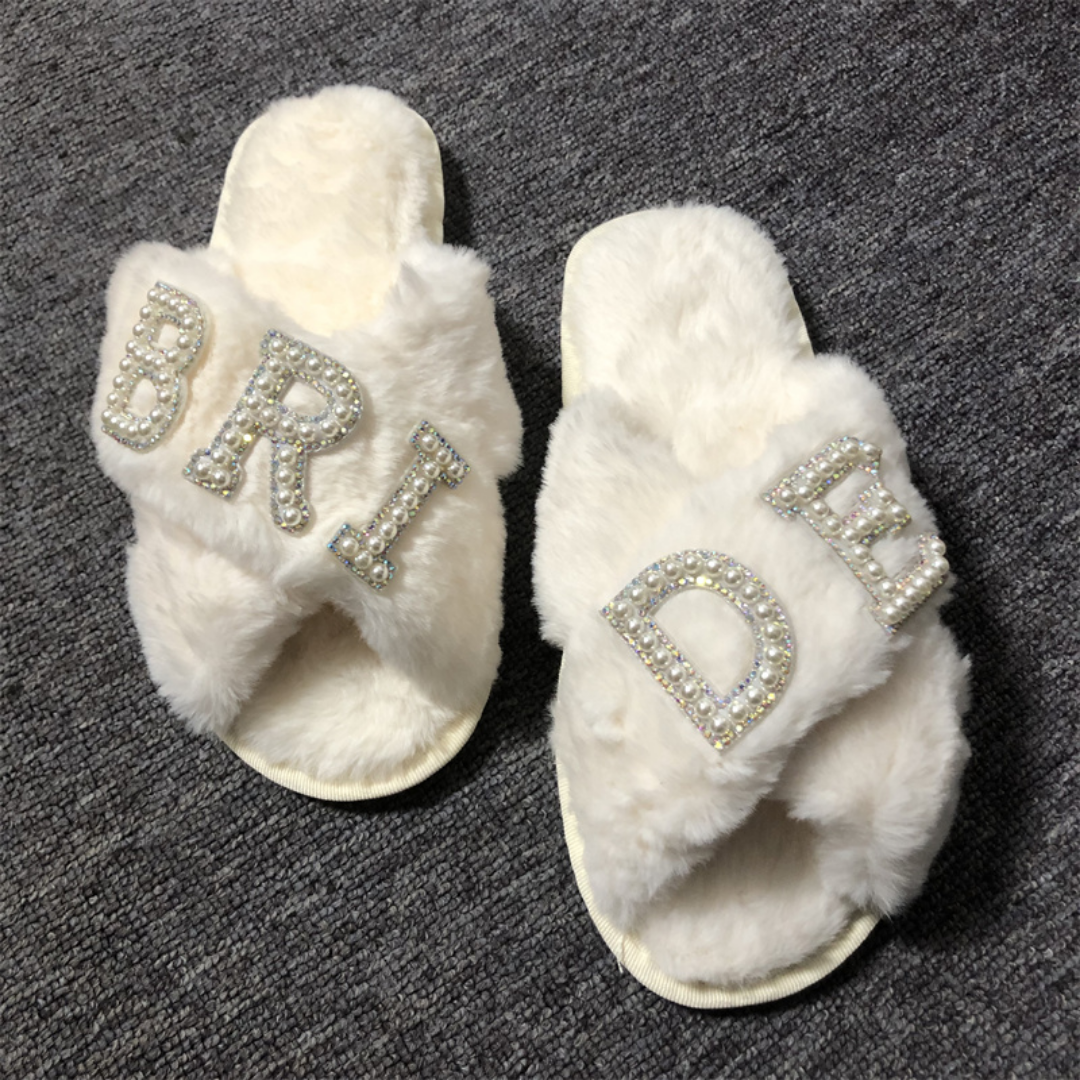 Lismali Home and Decor Bride-To-Be Plush Slippers