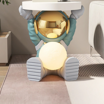Lismali Home and Decor Creative Astronaut Figurine Side Table With Moon Lamp For Home Decor