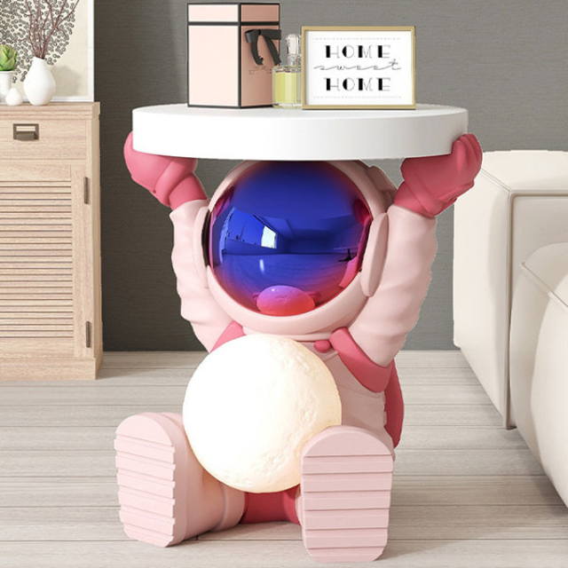 Lismali Home and Decor Creative Astronaut Figurine Side Table With Moon Lamp For Home Decor
