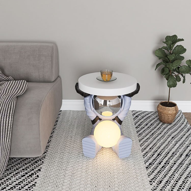 Lismali Home and Decor Creative Astronaut Figurine Side Table With Moon Lamp For Home Decor