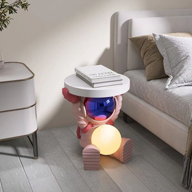 Lismali Home and Decor Creative Astronaut Figurine Side Table With Moon Lamp For Home Decor