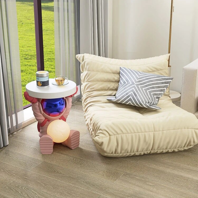 Lismali Home and Decor Creative Astronaut Figurine Side Table With Moon Lamp For Home Decor