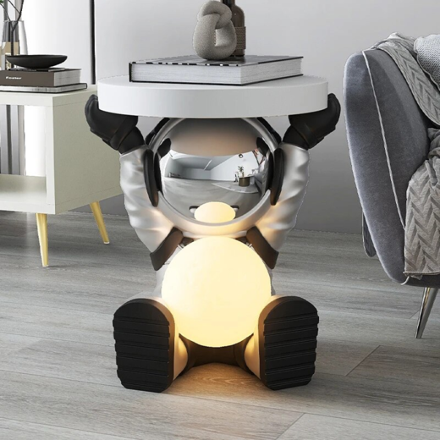 Lismali Home and Decor Creative Astronaut Figurine Side Table With Moon Lamp For Home Decor