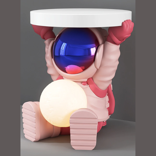 Lismali Home and Decor Creative Astronaut Figurine Side Table With Moon Lamp For Home Decor