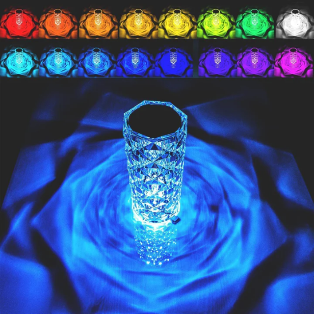 Lismali Home and Decor Crystal Table Lamp -  Diamond Acrylic LED Color Changing Decorative Lighting