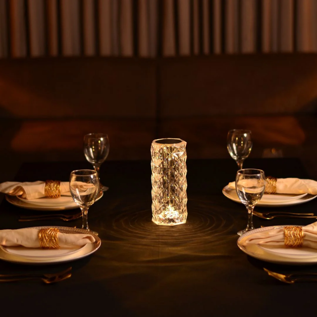 Lismali Home and Decor Crystal Table Lamp -  Diamond Acrylic LED Color Changing Decorative Lighting