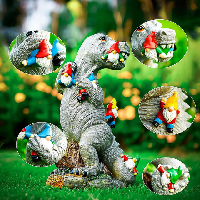 Lismali Home and Decor Dinosaur Eating Gnomes Statues For Outdoor Decoration Lawn Garden And Yard
