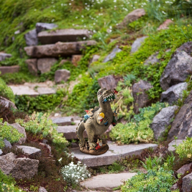 Lismali Home and Decor Dinosaur Eating Gnomes Statues For Outdoor Decoration Lawn Garden And Yard
