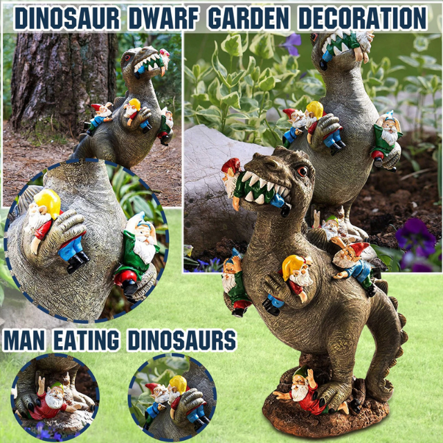 Lismali Home and Decor Dinosaur Eating Gnomes Statues For Outdoor Decoration Lawn Garden And Yard