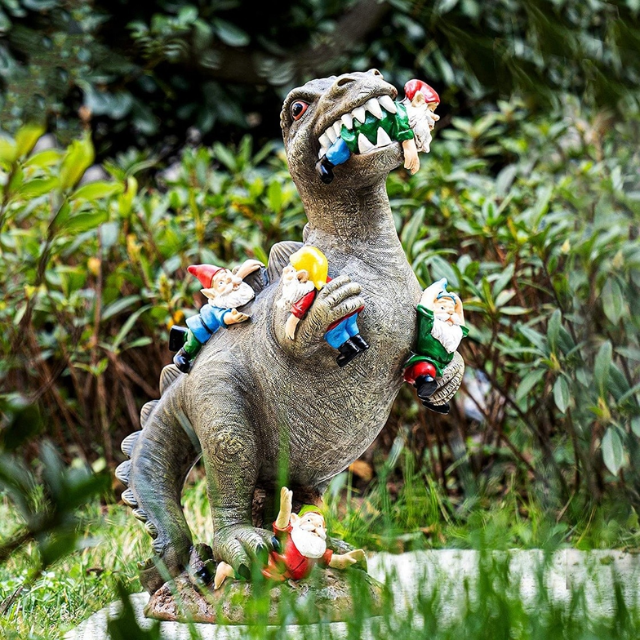 Lismali Home and Decor Dinosaur Eating Gnomes Statues For Outdoor Decoration Lawn Garden And Yard