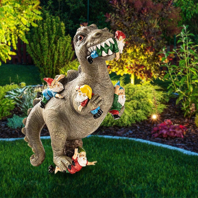 Lismali Home and Decor Dinosaur Eating Gnomes Statues For Outdoor Decoration Lawn Garden And Yard
