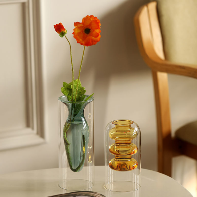 Lismali Home and Decor Double Layer Glass Vase