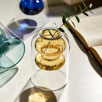 Lismali Home and Decor Double Layer Glass Vase