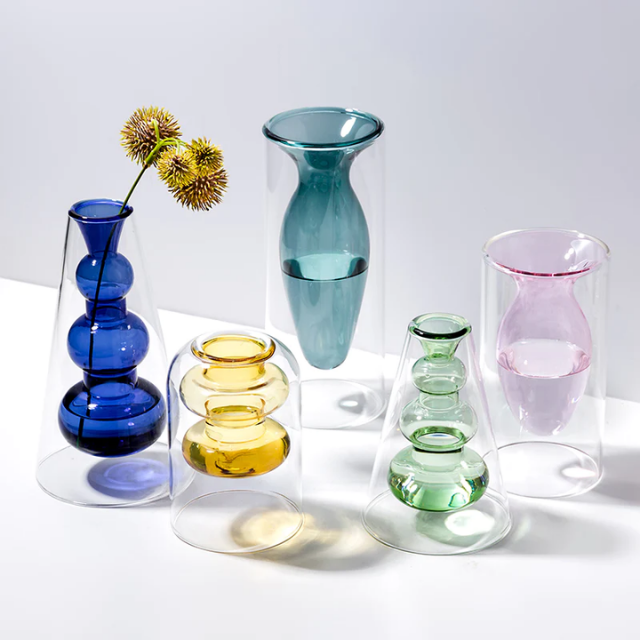 Lismali Home and Decor Double Layer Glass Vase