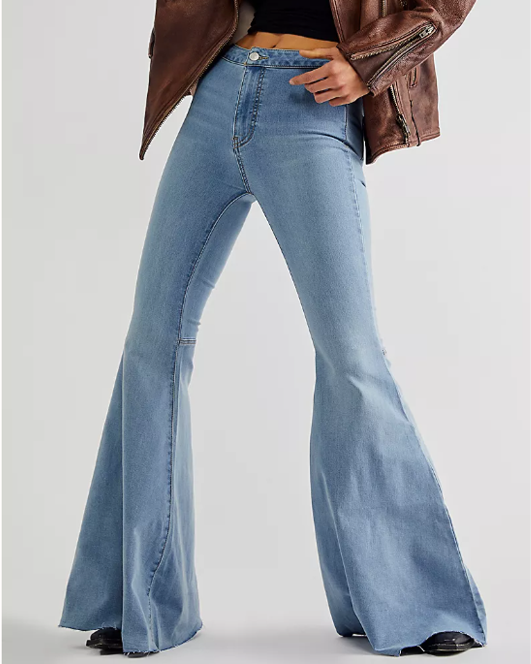 Lismali Super Wide Leg Denim Jeans -  Stretchy High Rise Flare Jeans