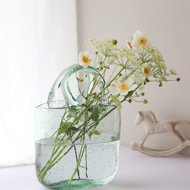 Lismali Home and Decor Handbag Glass Vase - Hydroponic Transparent Flowerpot Home Decoration
