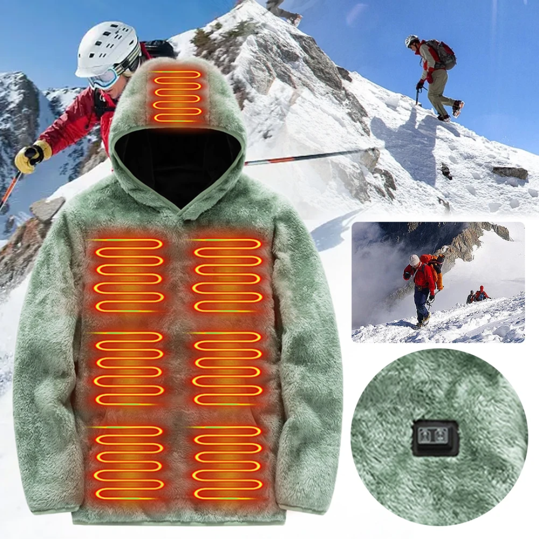 Sherpa Fleece Heated Jacket Hoodie Sweatshirt For Men