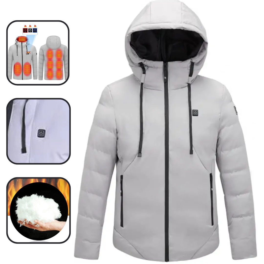 Grey Windbreaker Parka Heat Jacket Hoodie For Women