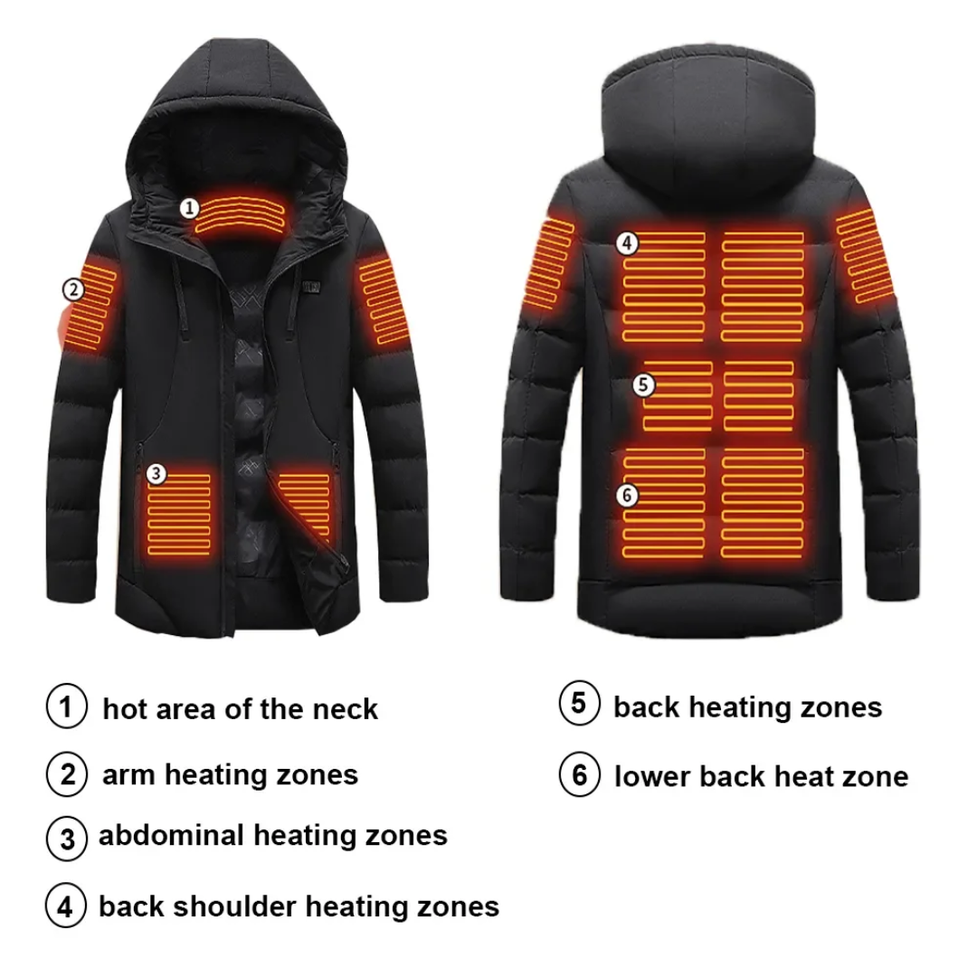 Black Windbreaker Parka Heat Jacket Hoodie For Men
