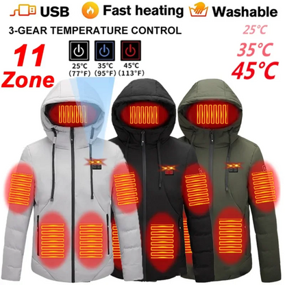 Black Windbreaker Parka Heat Jacket Hoodie For Men