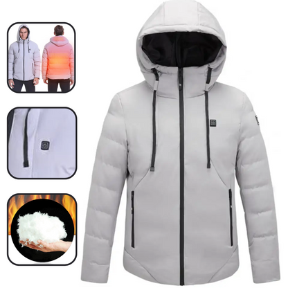 Grey Windbreaker Parka Heat Jacket Hoodie For Women